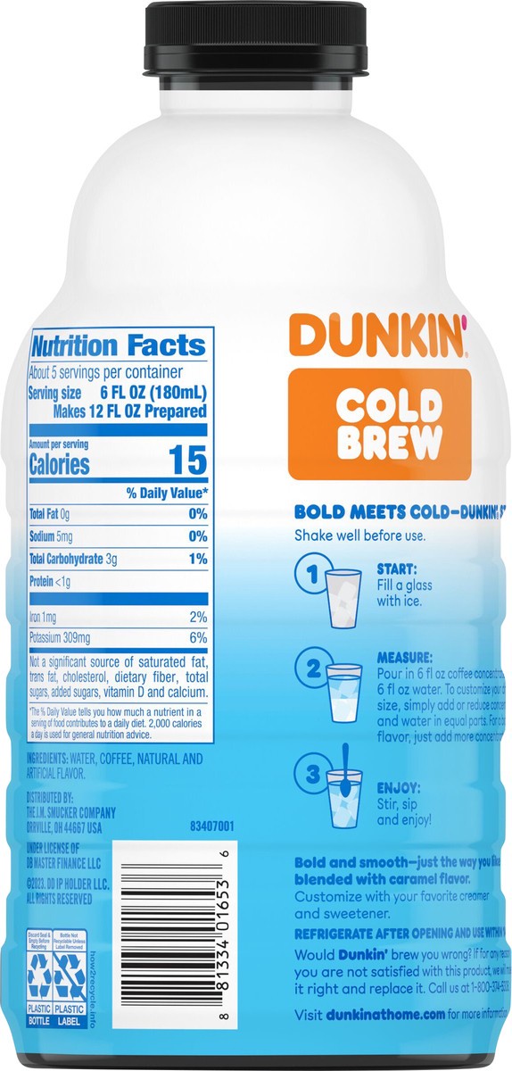 slide 10 of 13, Dunkin'' Caramel Flavored Cold Brew Coffee Concentrate- 31 fl oz, 31 fl oz