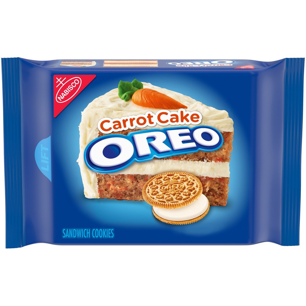 slide 3 of 6, OREO Carrot Cake Sandwich Cookies, Limited Edition, 1 Resealable 12.2 oz Pack, 0.8 lb