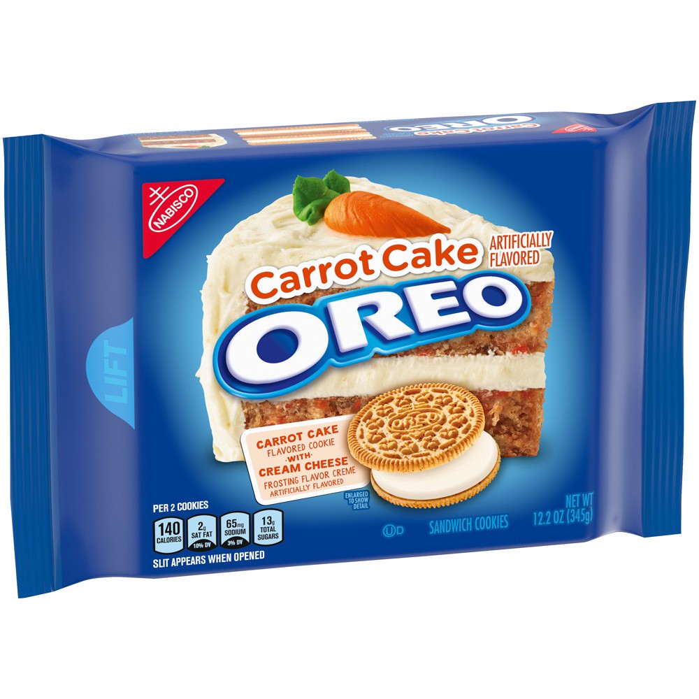 slide 5 of 6, OREO Carrot Cake Sandwich Cookies, Limited Edition, 1 Resealable 12.2 oz Pack, 0.8 lb