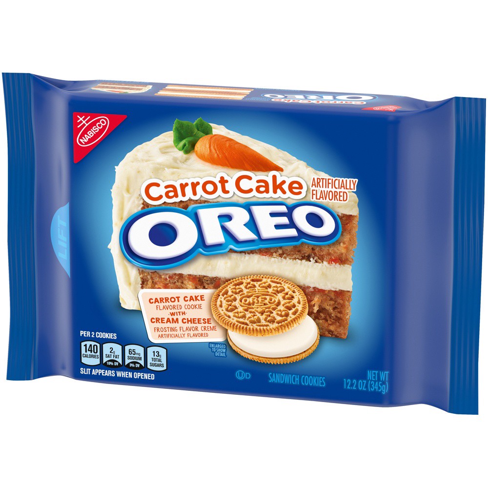 slide 4 of 6, OREO Carrot Cake Sandwich Cookies, Limited Edition, 1 Resealable 12.2 oz Pack, 0.8 lb