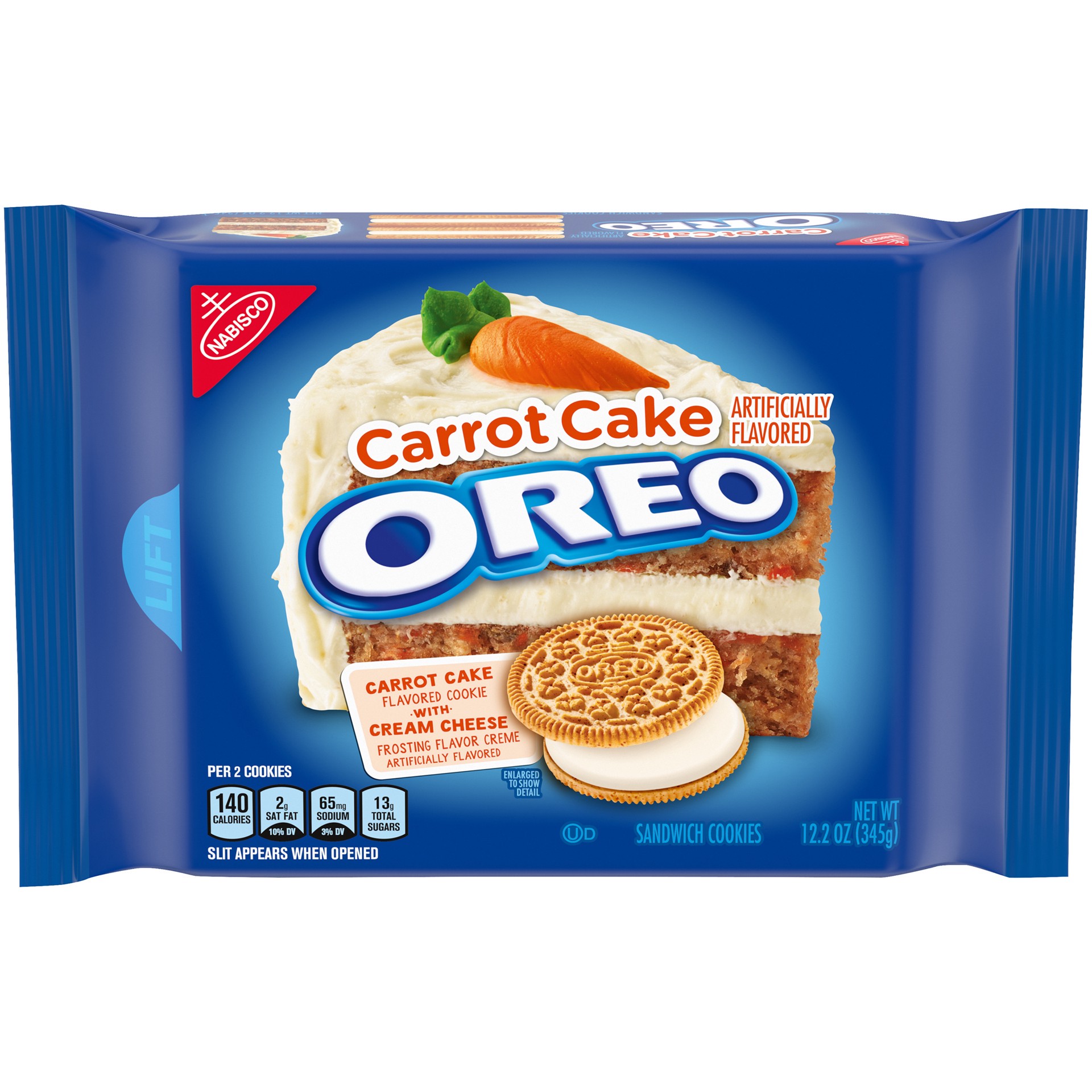 slide 1 of 6, OREO Carrot Cake Sandwich Cookies, Limited Edition, 1 Resealable 12.2 oz Pack, 0.8 lb