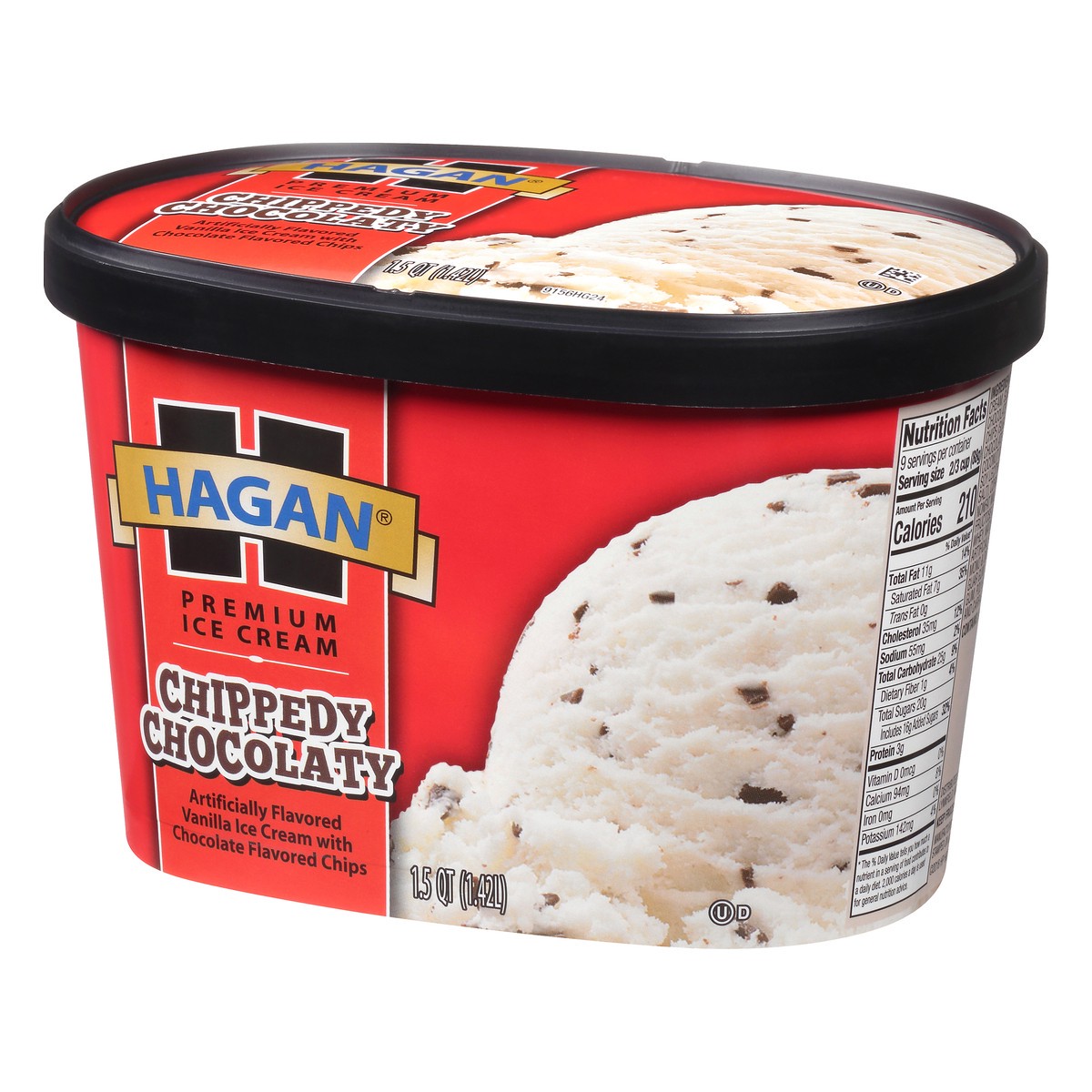 slide 9 of 10, Hagan Chippedy Chocolaty Premium Ice Cream 1.5 qt. Tub, 1.42 liter
