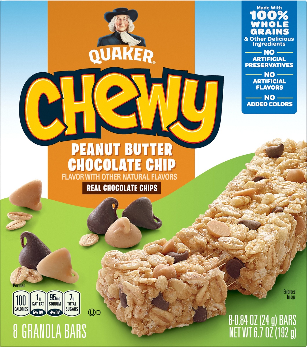 slide 5 of 6, Quaker Chewy Peanut Butter Chocolate Chip Granola Bars, 8 ct
