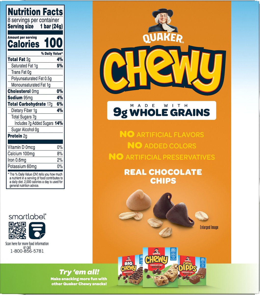 slide 6 of 6, Quaker Chewy Peanut Butter Chocolate Chip Granola Bars, 8 ct