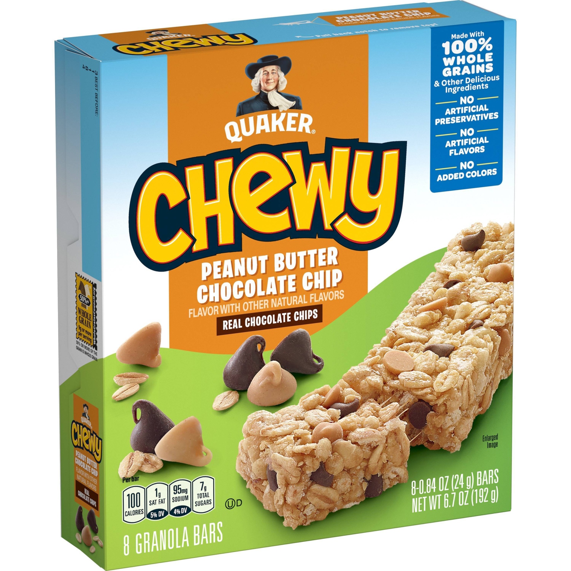 slide 1 of 6, Quaker Chewy Peanut Butter Chocolate Chip Granola Bars, 8 ct