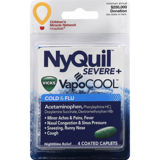 slide 1 of 1, Convenience Valet Nyquil Severe Cold & Flu, 4 ct