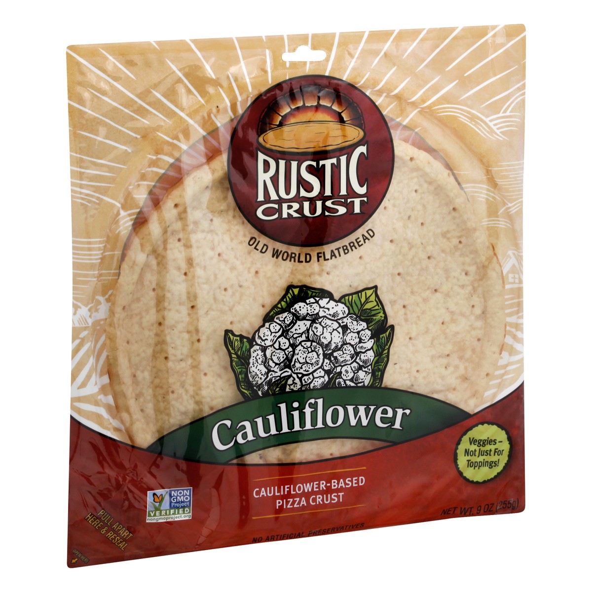 slide 8 of 9, Rustic Crust Cauliflower Based Pizza Crust, 12 in., 14 oz