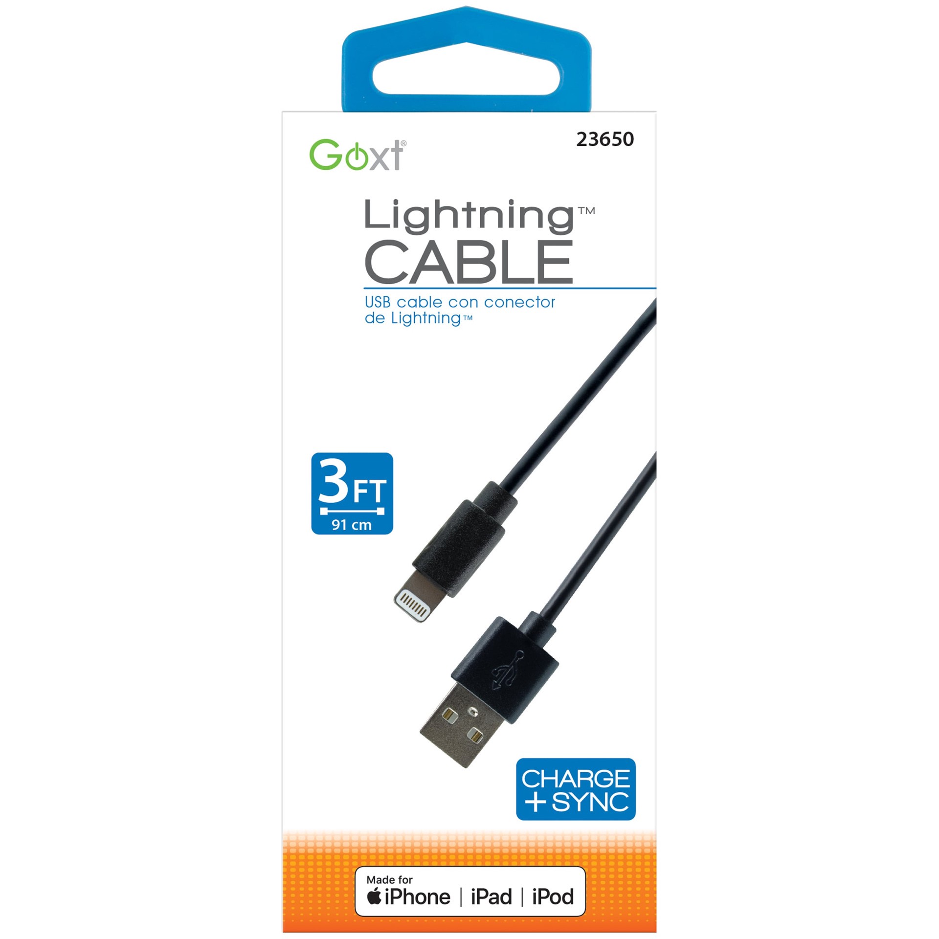 slide 1 of 2, Custom Accessories Goxt 3' Black Lightning Cable, 3 ft