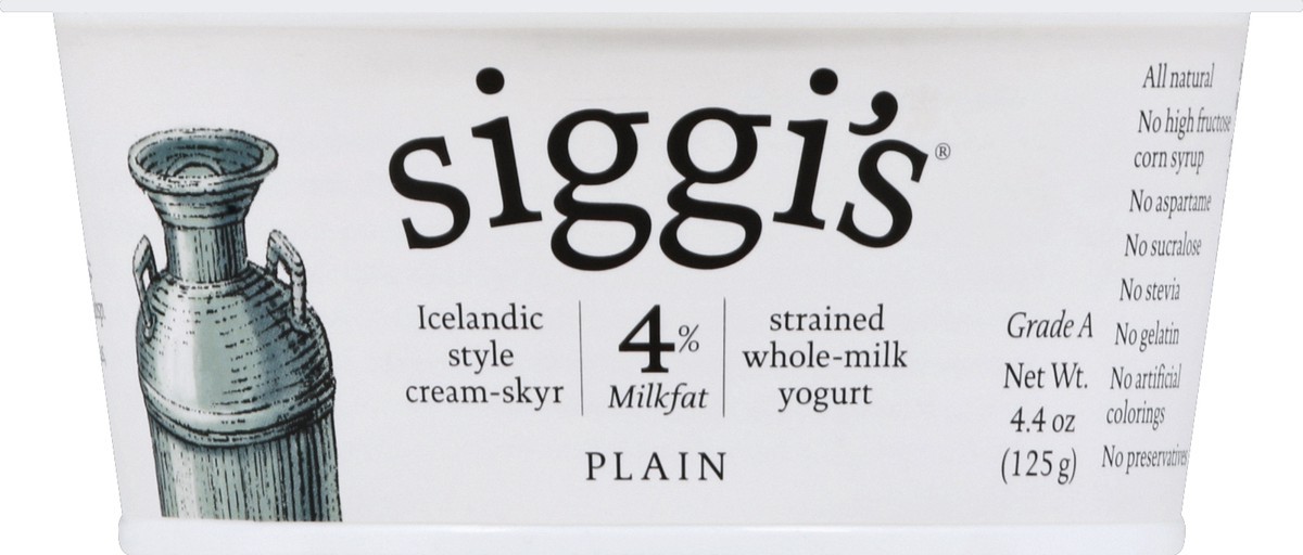 slide 3 of 3, Siggi's Yogurt 4% Whole Milk Plain Yogurt, 4.4 oz