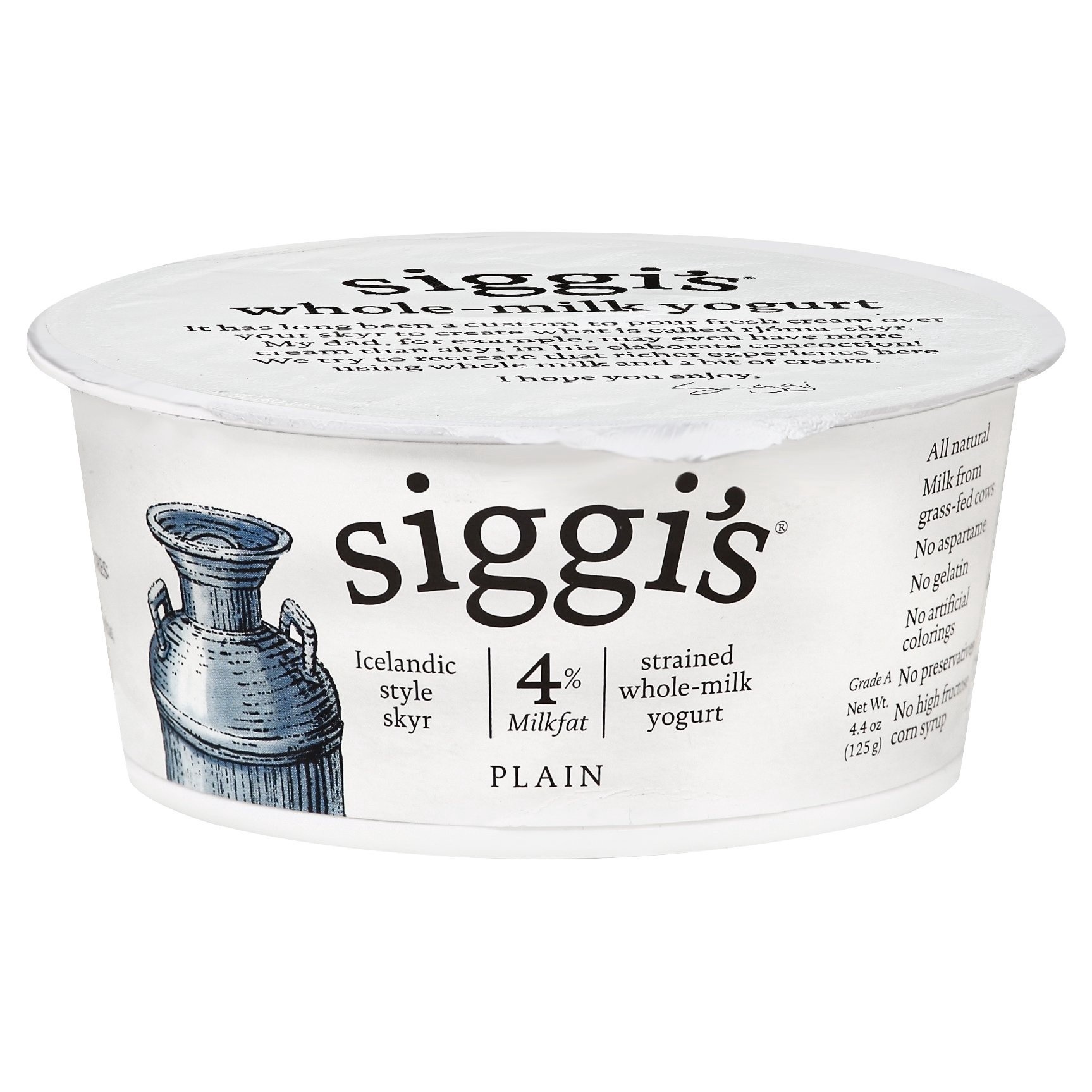 slide 1 of 3, Siggi's Yogurt 4% Whole Milk Plain Yogurt, 4.4 oz