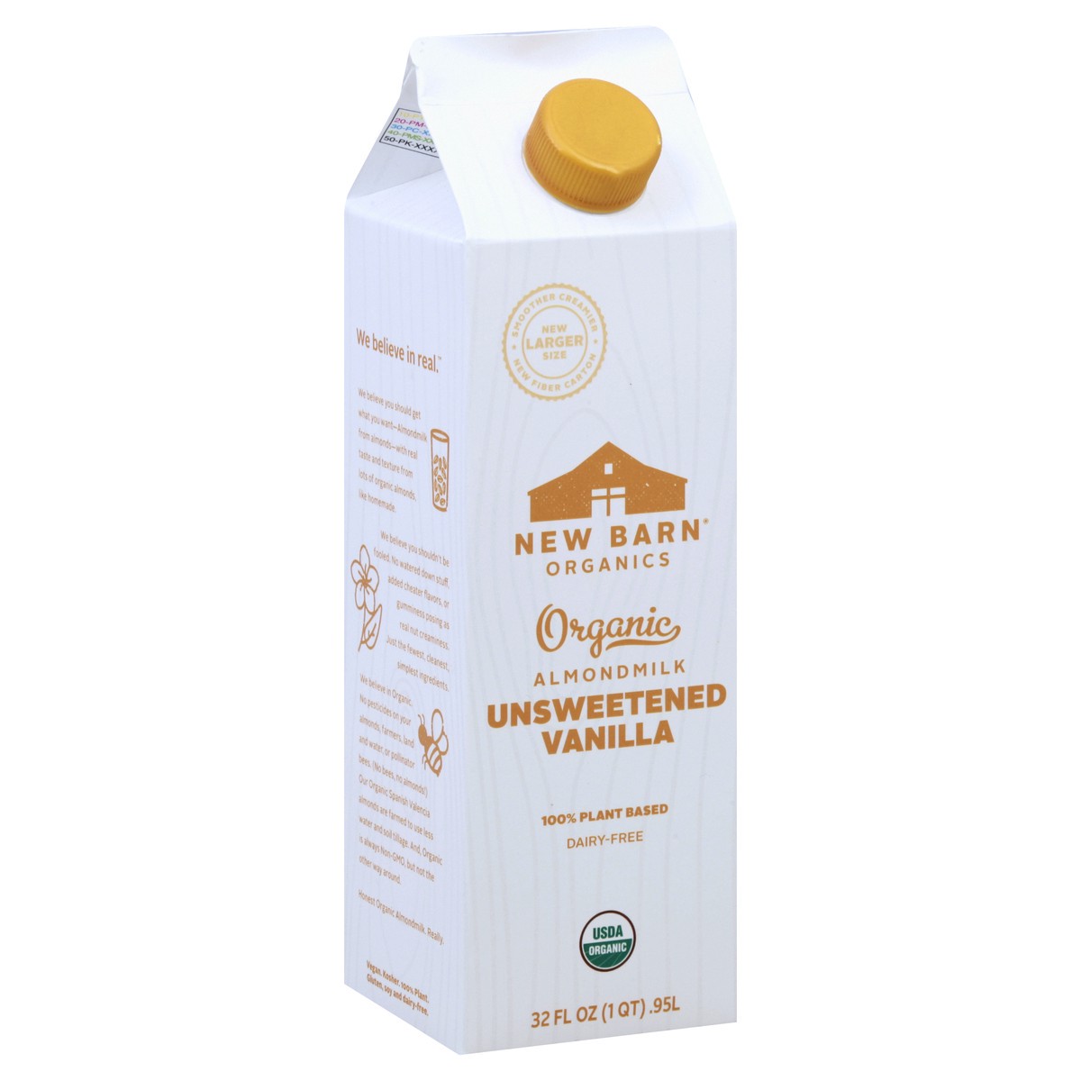 slide 5 of 11, New Barn Organics Unsweetened Vanilla Almondmilk 32 fl oz, 32 fl oz