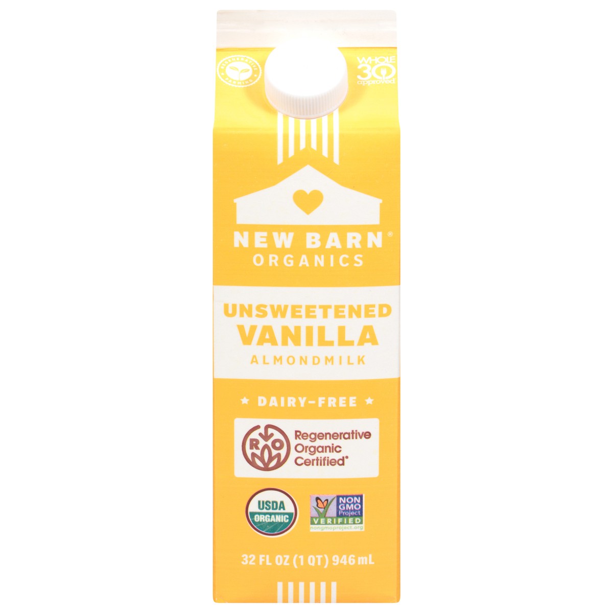 slide 1 of 11, New Barn Organics Unsweetened Vanilla Almondmilk 32 fl oz, 32 fl oz
