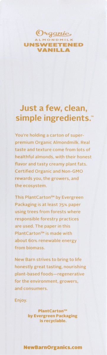 slide 6 of 11, New Barn Organics Unsweetened Vanilla Almondmilk 32 fl oz, 32 fl oz