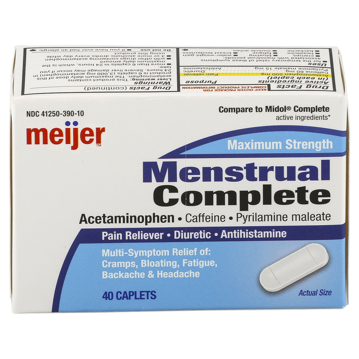 slide 1 of 6, Meijer Maximum Strength Menstrual Complete Caplets, 40 ct