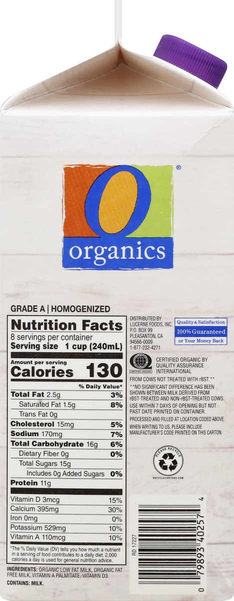 slide 3 of 5, O Organics Organic Milk Lowfat 1%, 