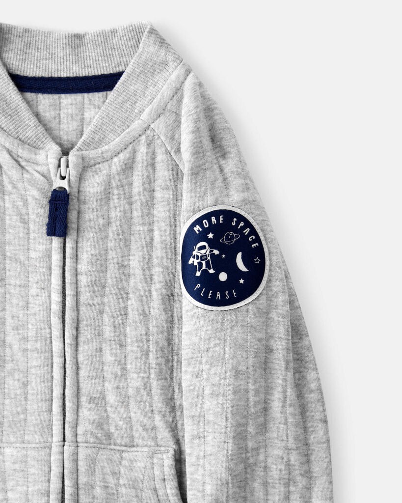 slide 3 of 3, Carter's Carters Baby Boy Space Quilted Long-Sleeve Jumpsuit - Gray Heather 9M, 1 ct