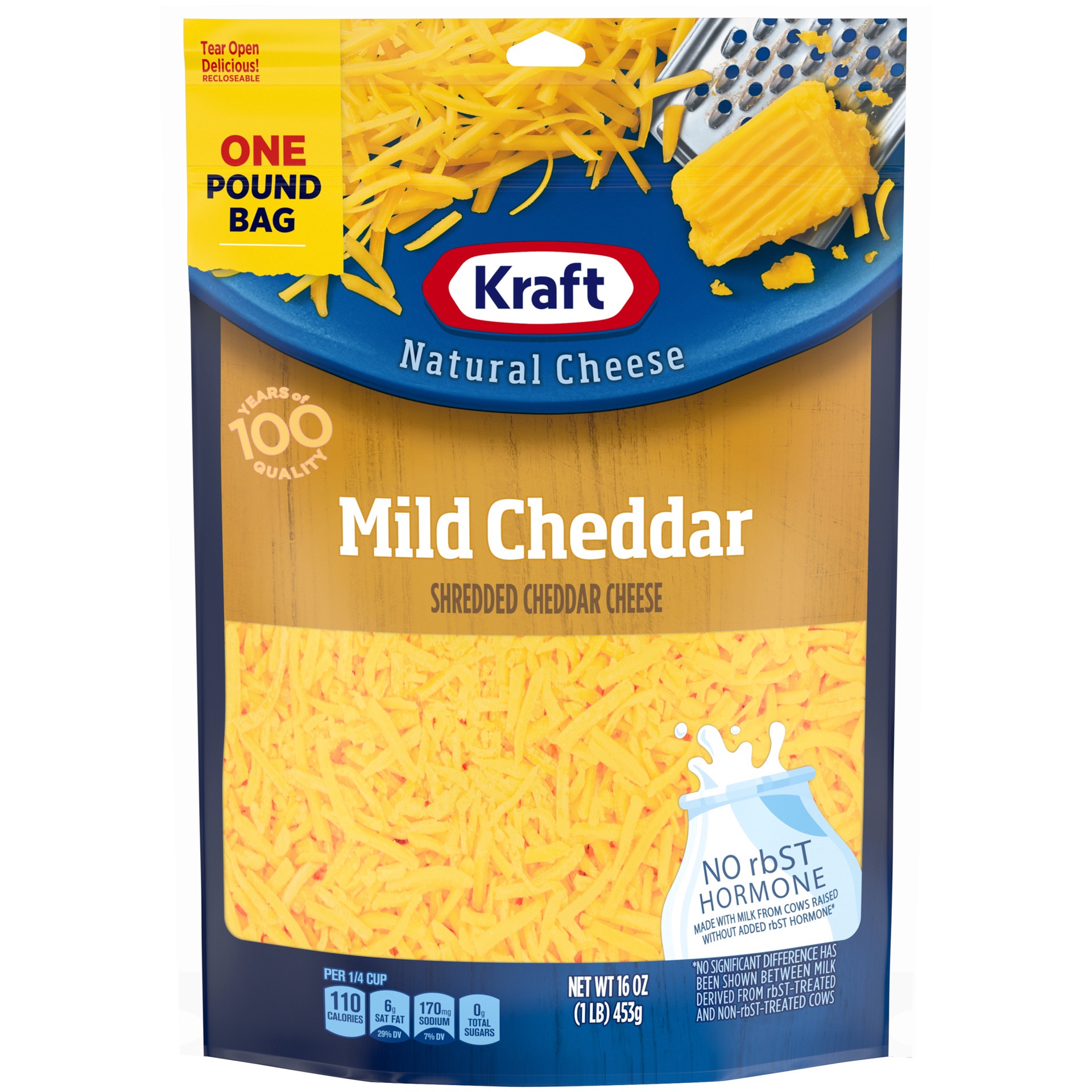 slide 1 of 6, Kraft Mild Cheddar Shredded Cheese, 16 oz Bag, 16 oz