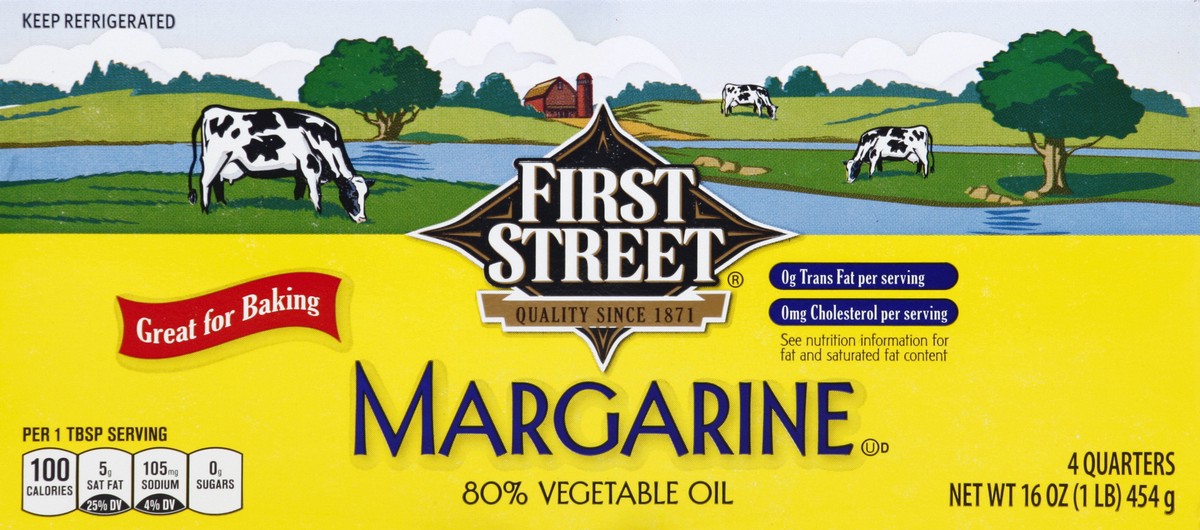 slide 2 of 6, First Street Margarine Quarters, 1 lb