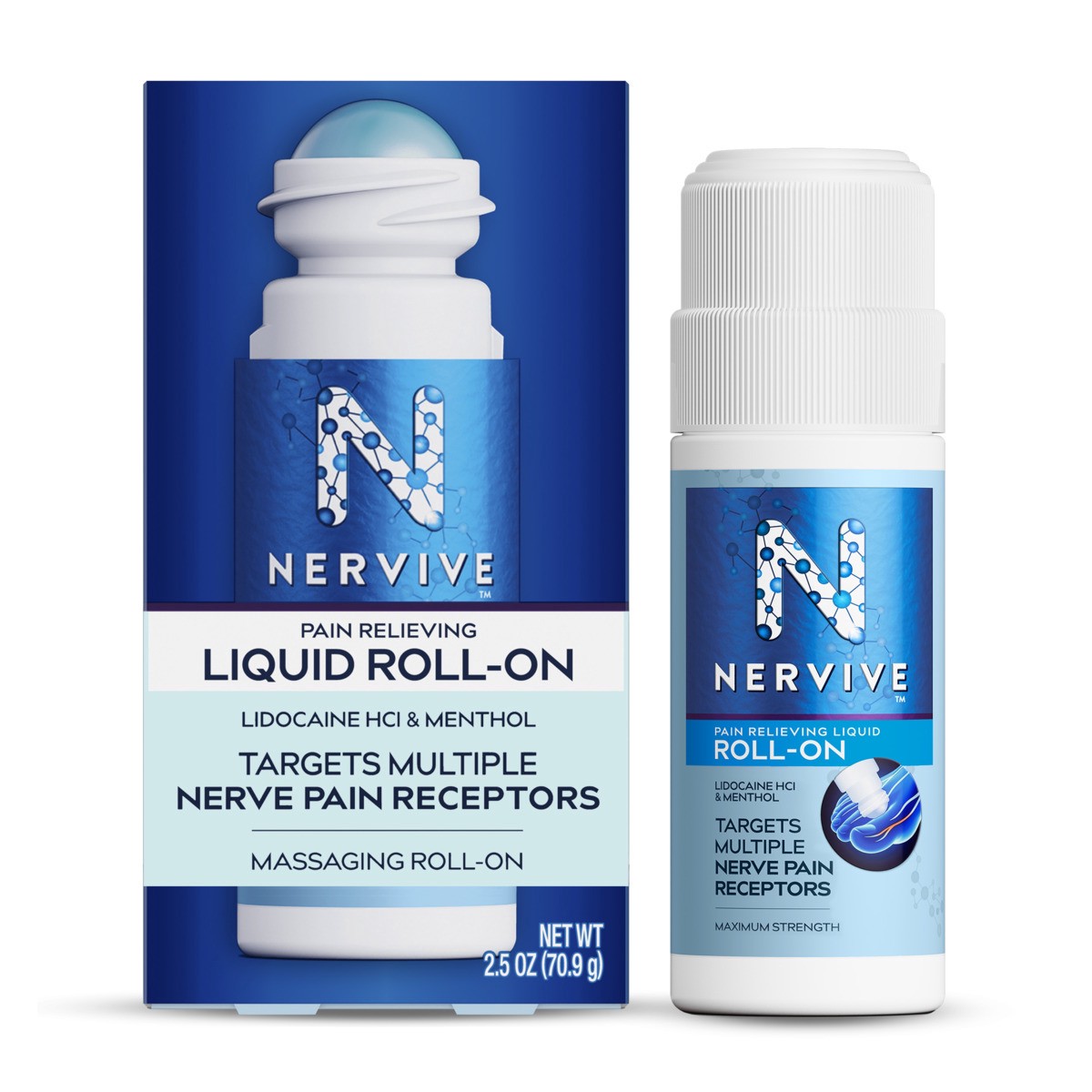 slide 1 of 1, Nervive Pain Relieving Roll On, Lidocaine Topical, Max Strength Formula, 2.5 oz, 2.5 oz