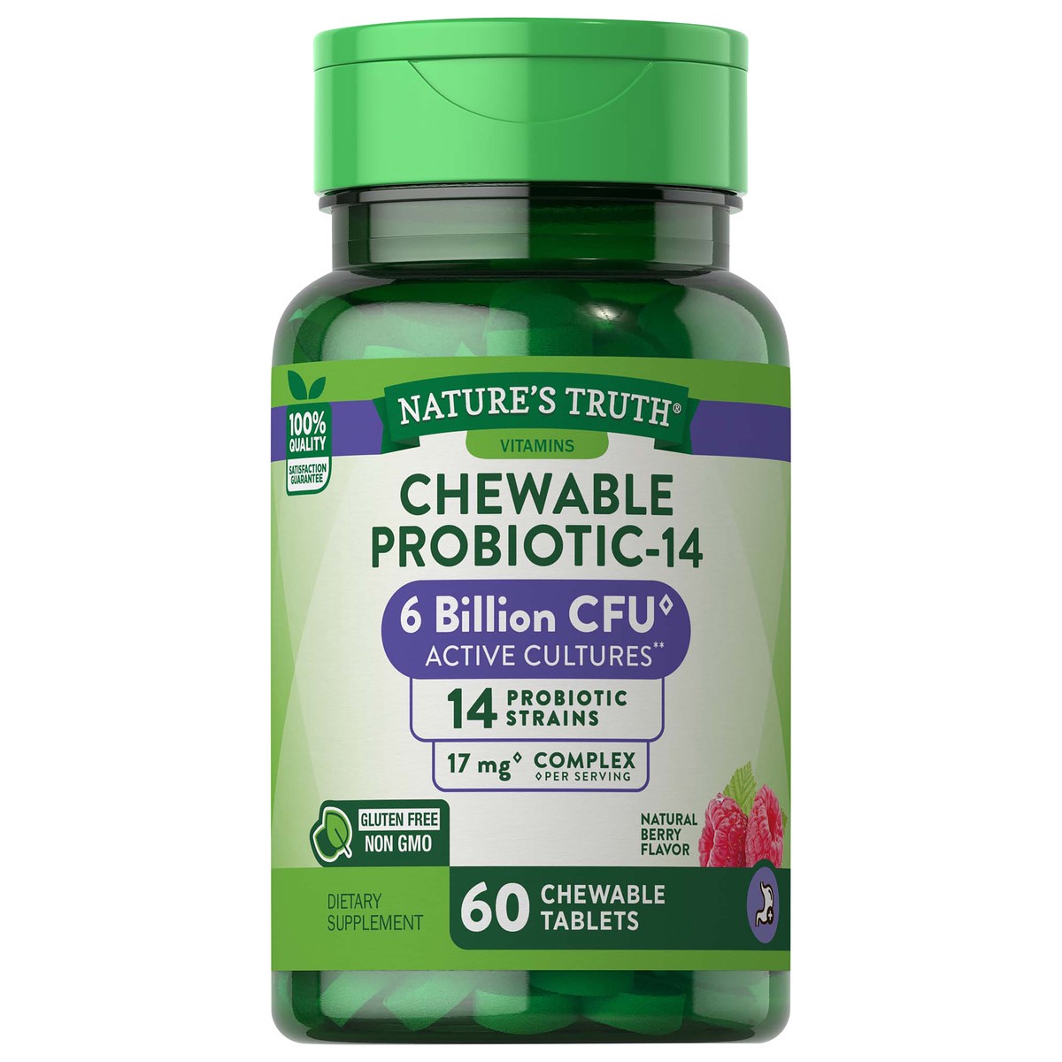 slide 1 of 4, Nature's Truth Probiotic-10 Natural Berry Flavor Dietary Supplement Chewable Tablets, 60 ct