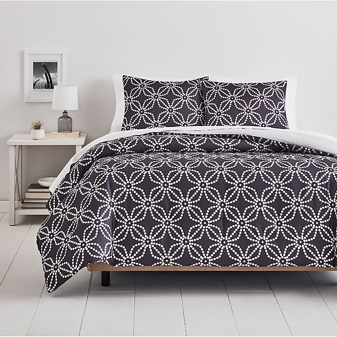 slide 1 of 2, Simply Essential Dotted Medallion Full/Queen Comforter Set - Grey, 3 ct