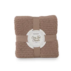 BERKSHIRE BLANKET Berkshire Seed Knit Chenille Throw Chino, 50 In X 70 In