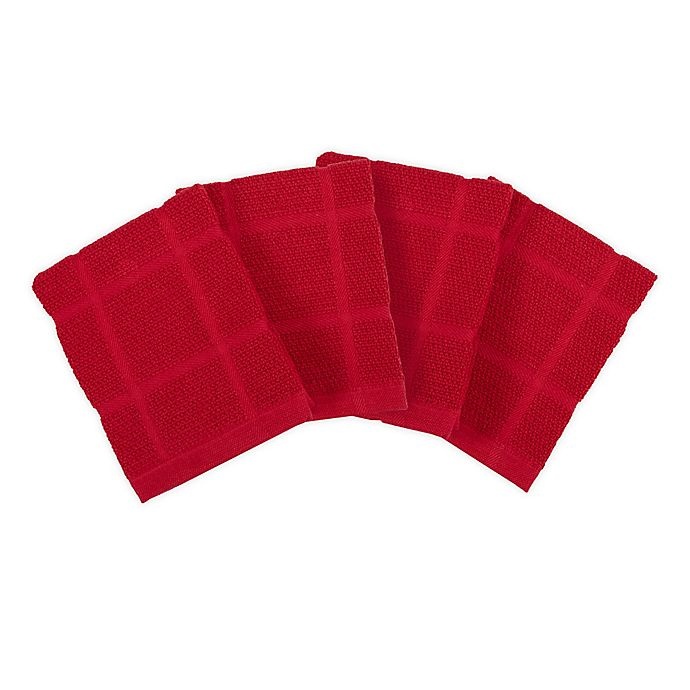 slide 1 of 5, KitchenSmart Colors Solid Dish Cloths - Red, 4 ct