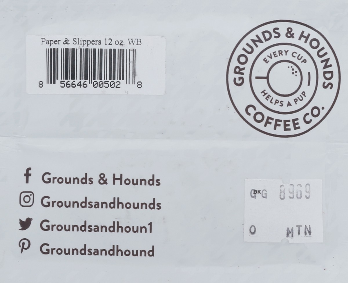 slide 8 of 11, Grounds & Hounds Paper & Slippers Medium Roast Whole Bean Paper & Slippers Coffee - 12 oz, 12 oz