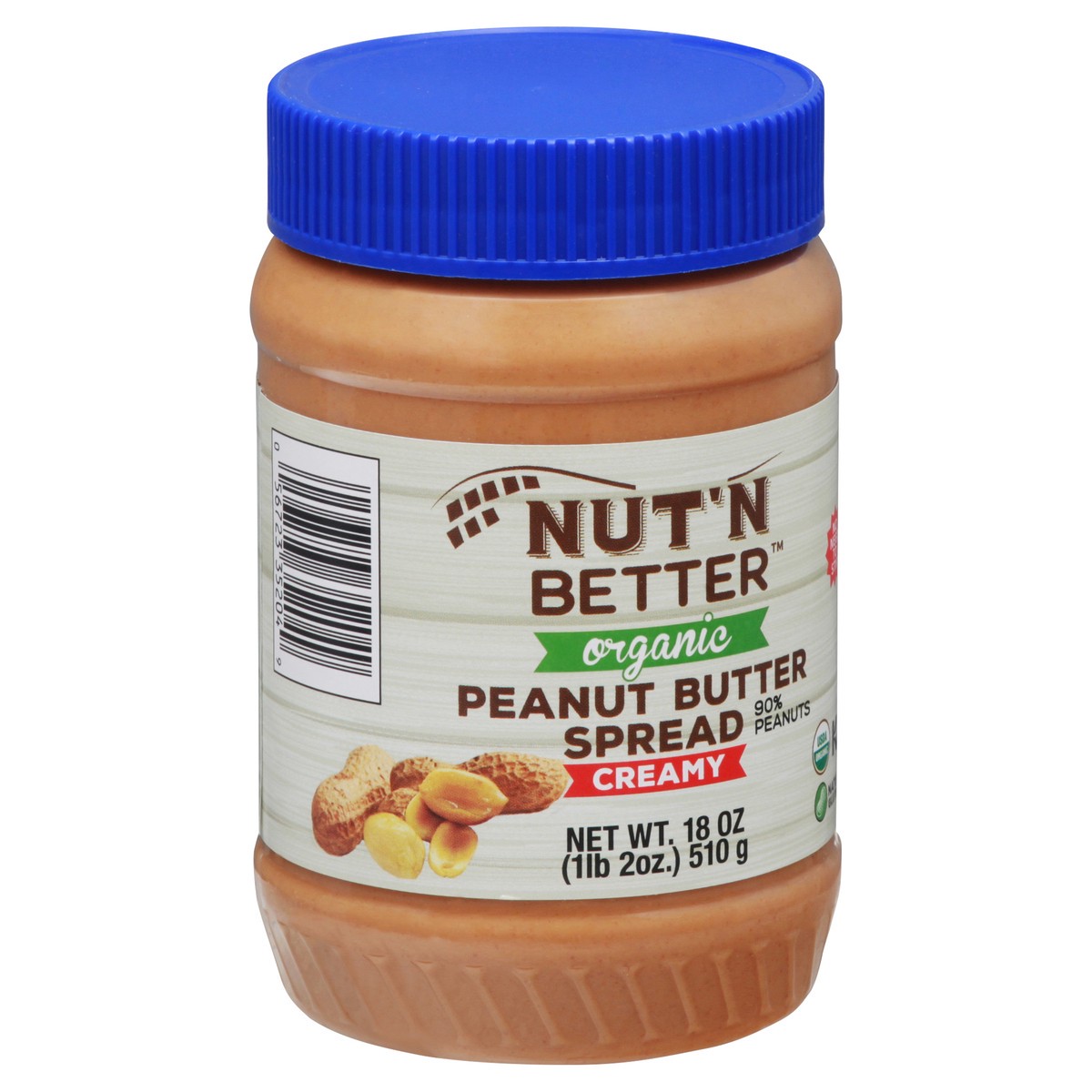 slide 4 of 9, Nut' N Better Cream Organic Peanut Butter Spread 18 oz, 18 oz