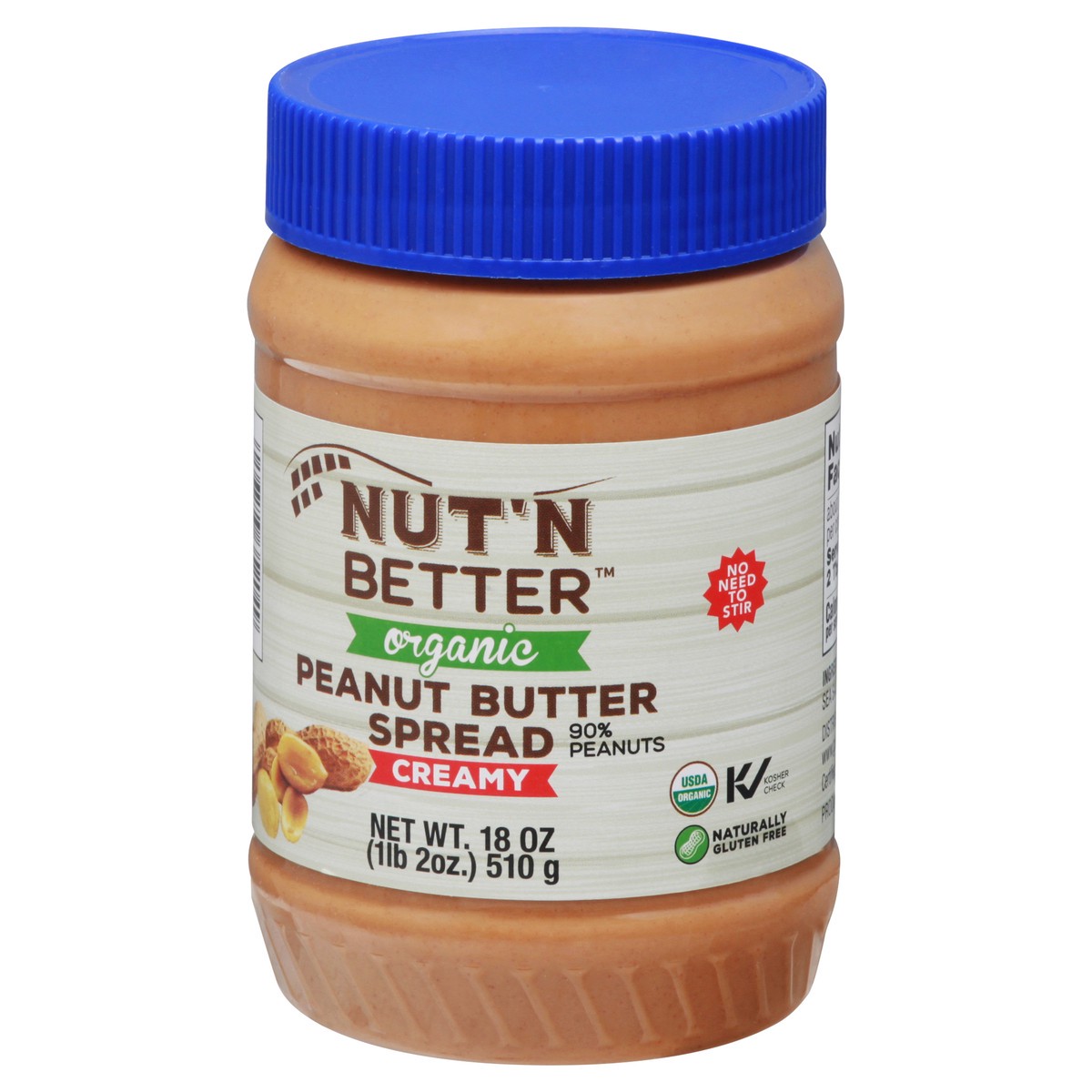 slide 7 of 9, Nut' N Better Cream Organic Peanut Butter Spread 18 oz, 18 oz