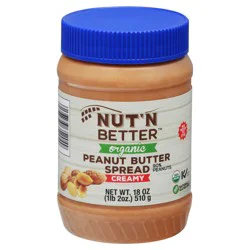 Nut' N Better Cream Organic Peanut Butter Spread 18 oz