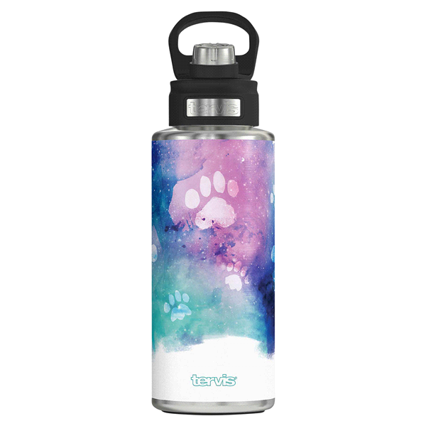 slide 1 of 1, Tervis Paw Prints Stainless Wide Mouth Bottle, 32 oz