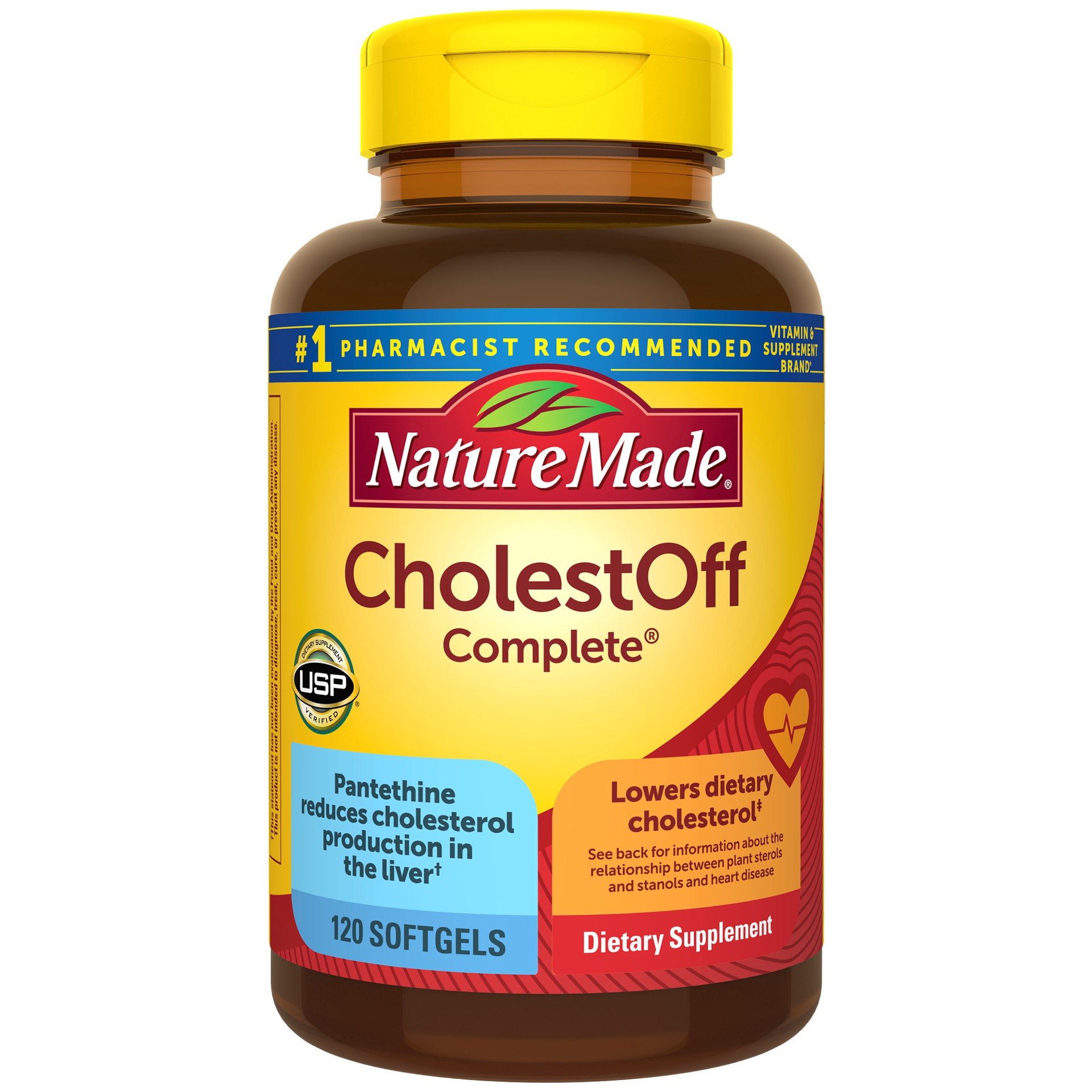 slide 1 of 6, Nature Made CholestOff Complete, Dietary Supplement for Heart Health Support, 120 Softgels, 20 Day Supply, 120 ct