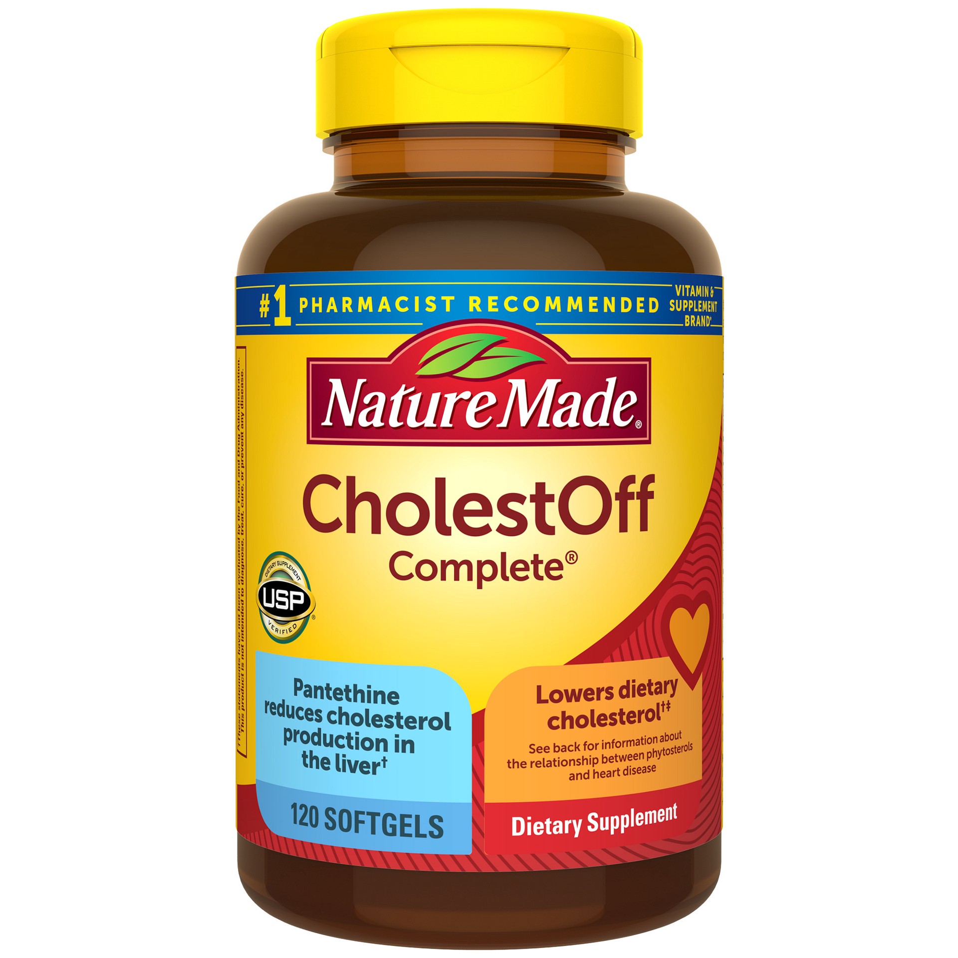 slide 1 of 4, Nature Made CholestOff Complete, Dietary Supplement for Heart Health Support, 120 Softgels, 20 Day Supply, 120 ct