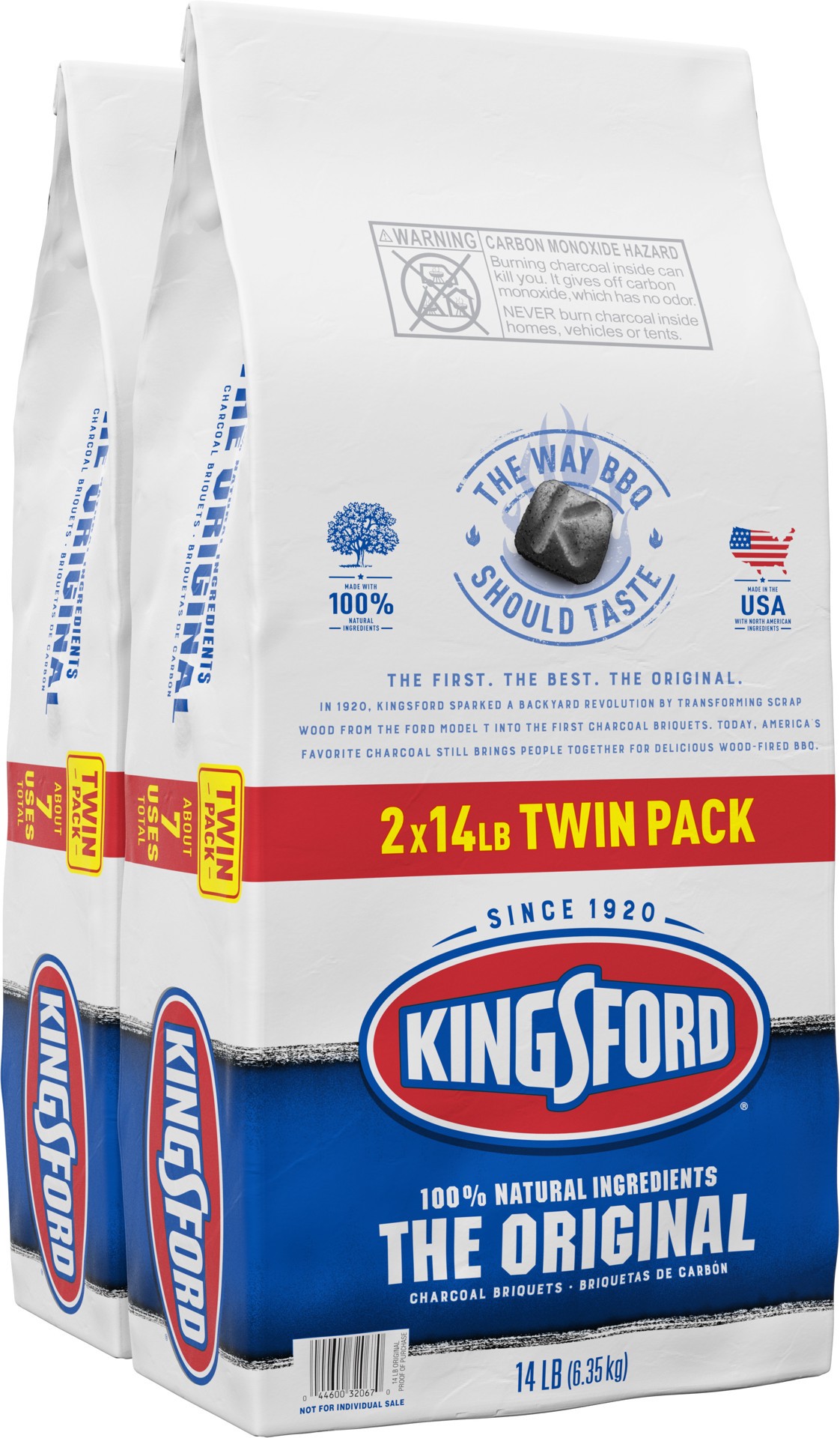 slide 1 of 1, Kingsford Original Charcoal Briquettes, BBQ Charcoal for Grilling – 14 Pounds Each (Pack of 2), 14 lb