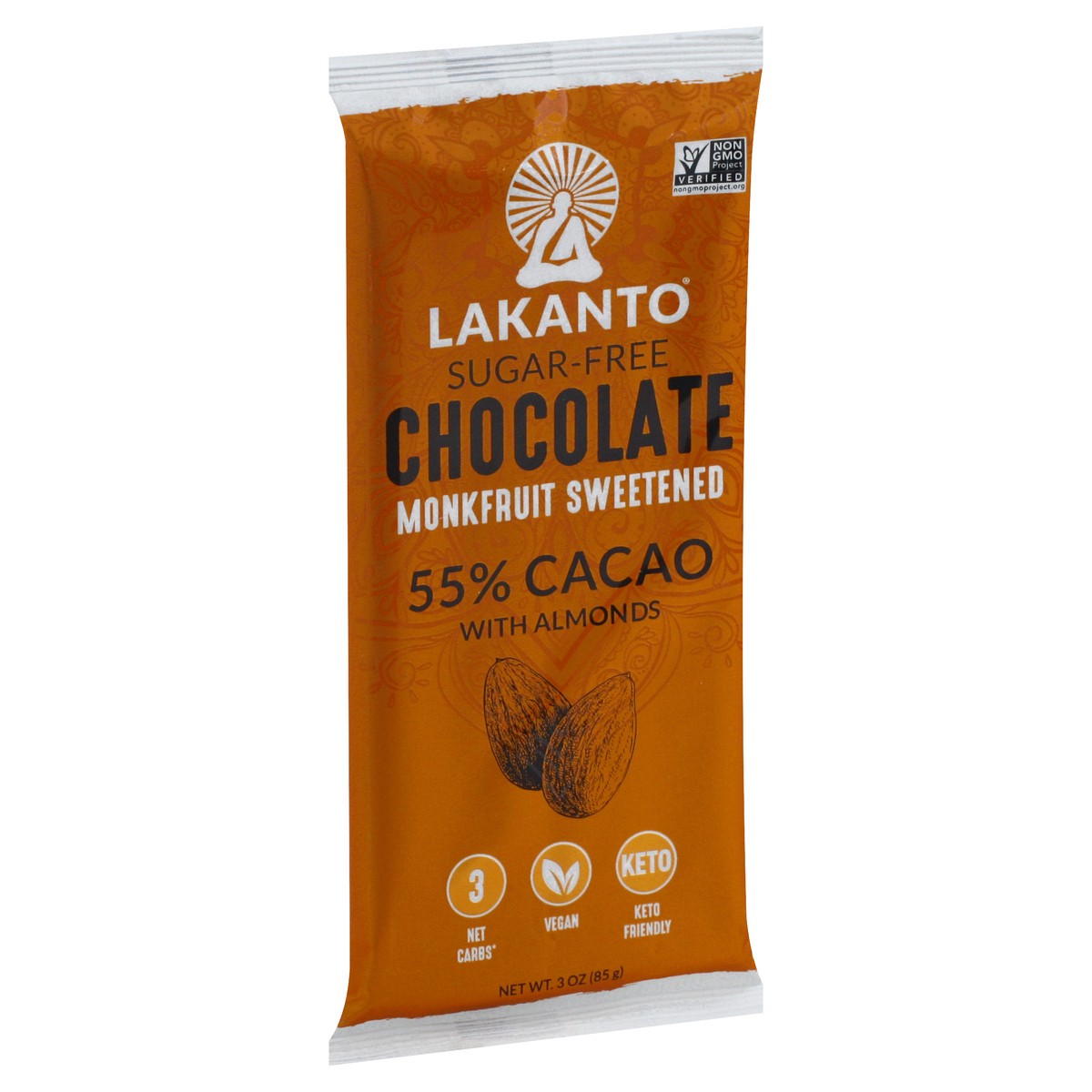 slide 2 of 9, Lakanto Monkfruit Sugar Free Chocolate Bar With Almonds, 3 oz