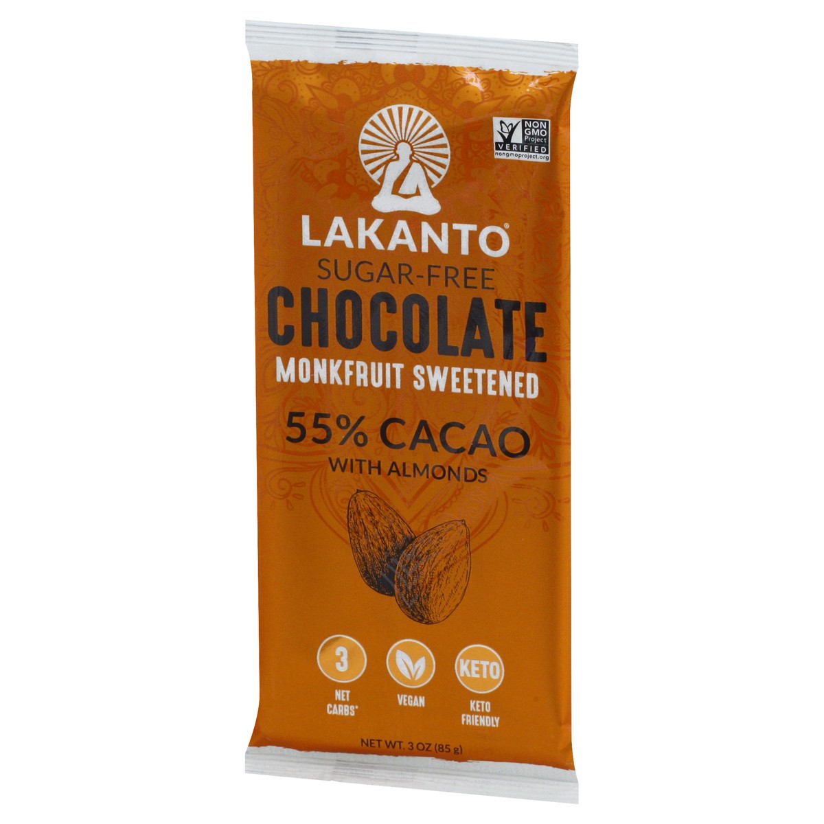 slide 3 of 9, Lakanto Monkfruit Sugar Free Chocolate Bar With Almonds, 3 oz
