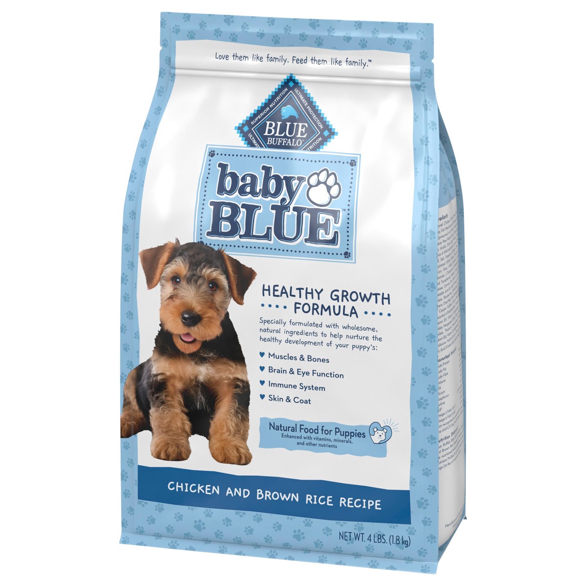 slide 4 of 4, Blue Buffalo Baby BLUE Natural Dry Food for Puppies, Healthy Growth Formula with DHA, Savory Chicken Recipe, 4-lb Bag, 4 lb