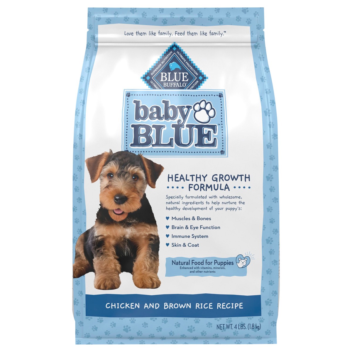 slide 1 of 4, Blue Buffalo Baby BLUE Natural Dry Food for Puppies, Healthy Growth Formula with DHA, Savory Chicken Recipe, 4-lb Bag, 4 lb