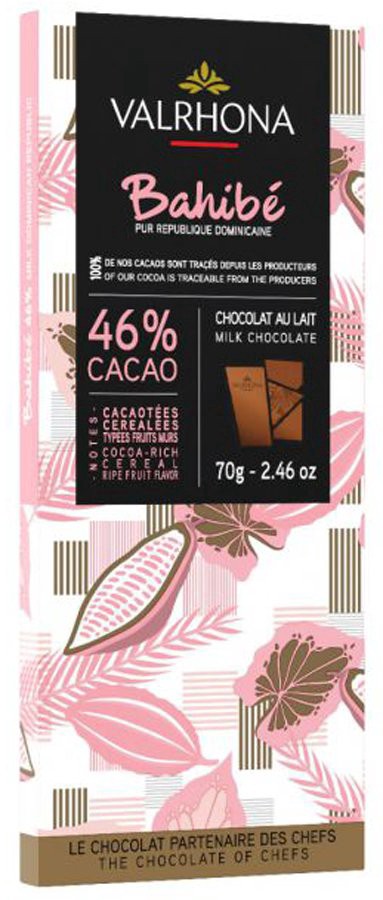 slide 1 of 1, Valrhona Bahibe 46% Milk Chocolate Bar, 2.46 oz