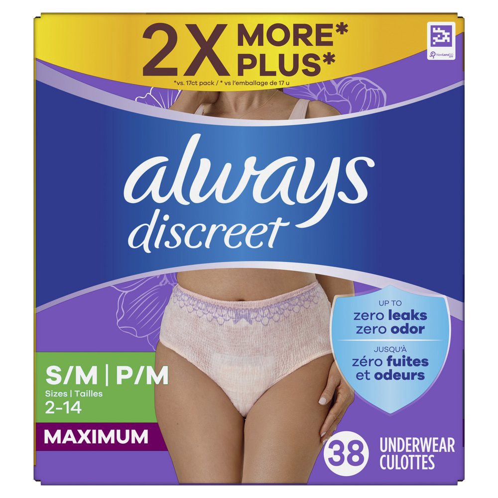 slide 1 of 1, Always Discreet Women's Incontinence & Postpartum Underwear - S/M, Blush, 38 ct