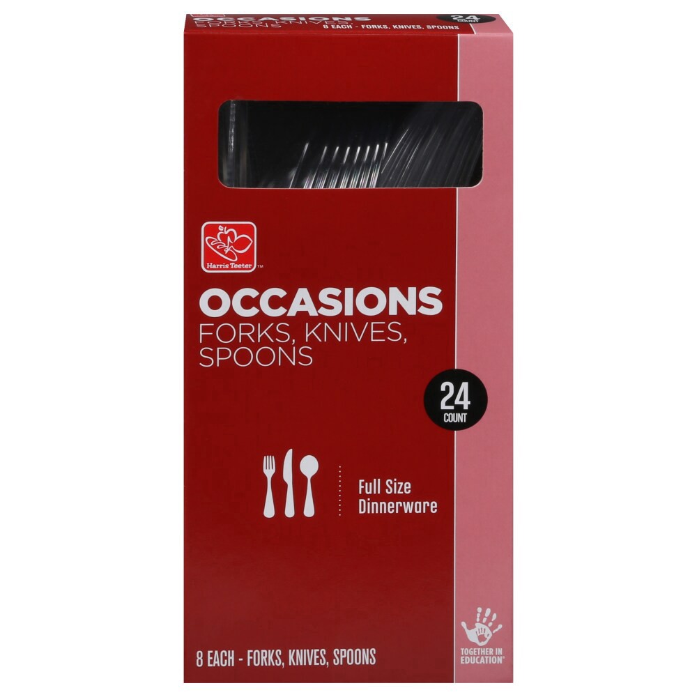 slide 2 of 3, Harris Teeter Occassions Full Size Clear Cutlery Set, 24 ct