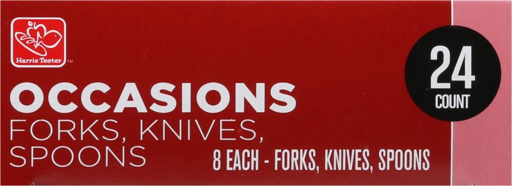 slide 3 of 3, Harris Teeter Occassions Full Size Clear Cutlery Set, 24 ct