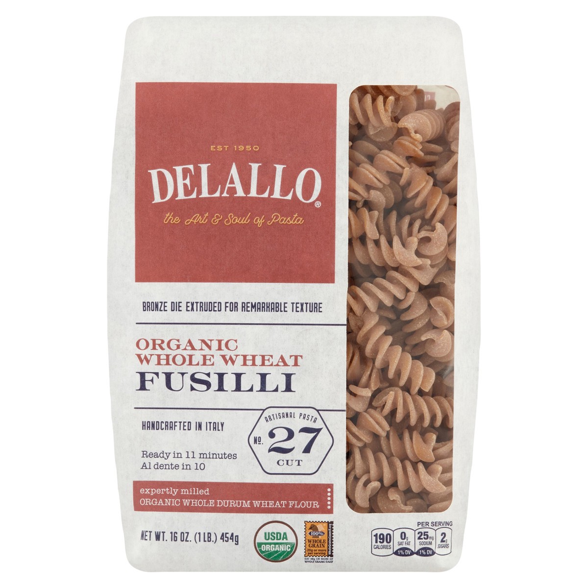 slide 1 of 1, DeLallo Organic Whole Wheat Fusilli Pasta, 16 oz