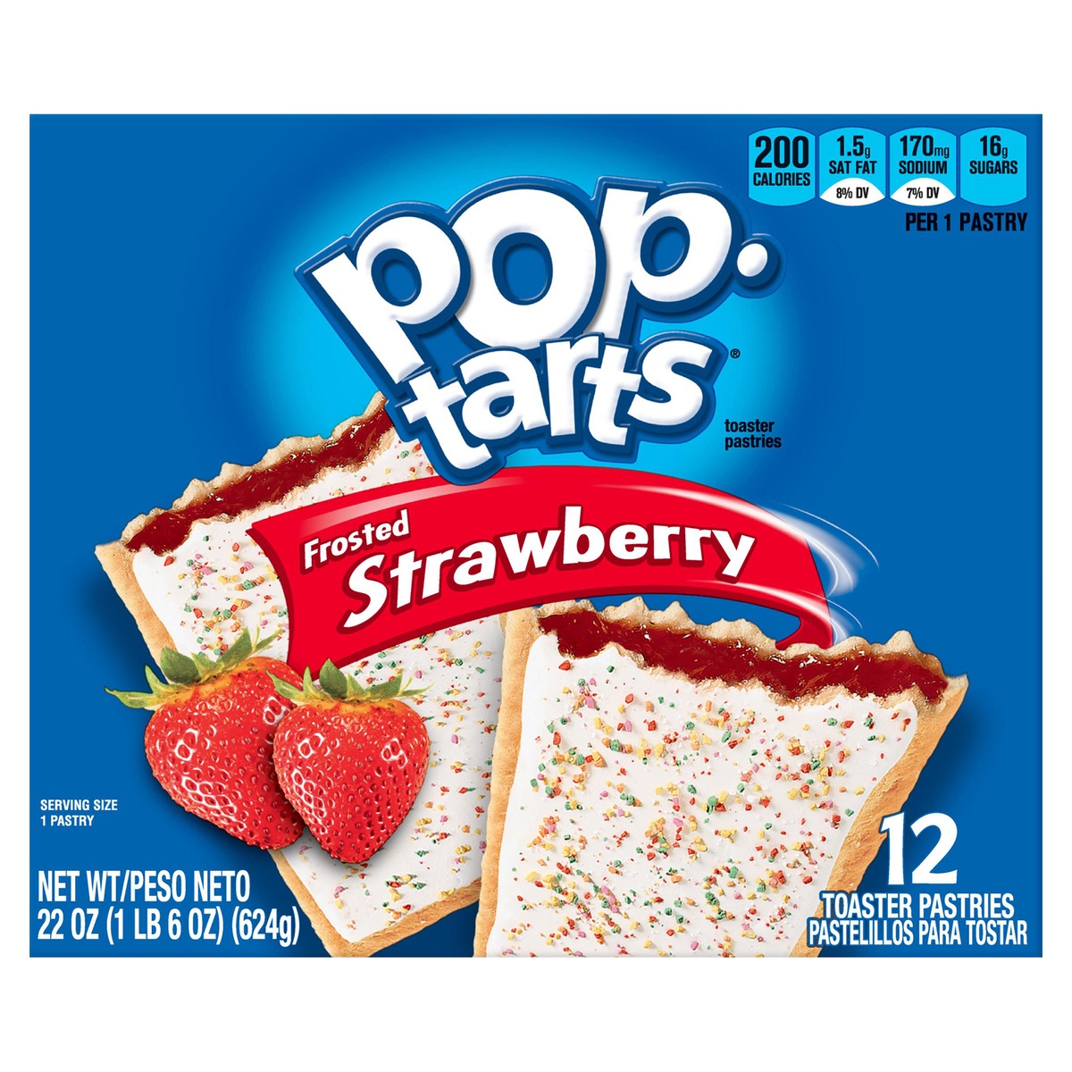 slide 1 of 1, Pop-Tarts Kellogg's Pop-Tarts Toaster Pastries, Breakfast Foods, Baked in the USA, Frosted Strawberry, 22 oz