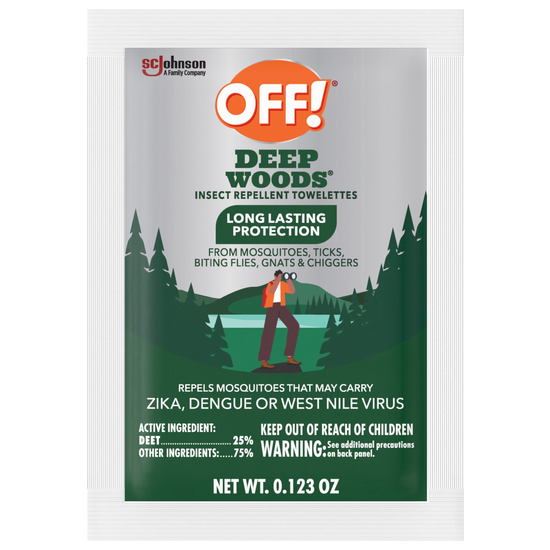 slide 1 of 5, OFF! Deep Woods Long Lasting Protections Insect Repellent Towelettes 12 - 0.123 oz ea, 12 ct