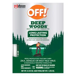 OFF! Deep Woods Insect Repellent Towelettes, Mosquito Repellent Wipes, 1 Pack, 12 Count