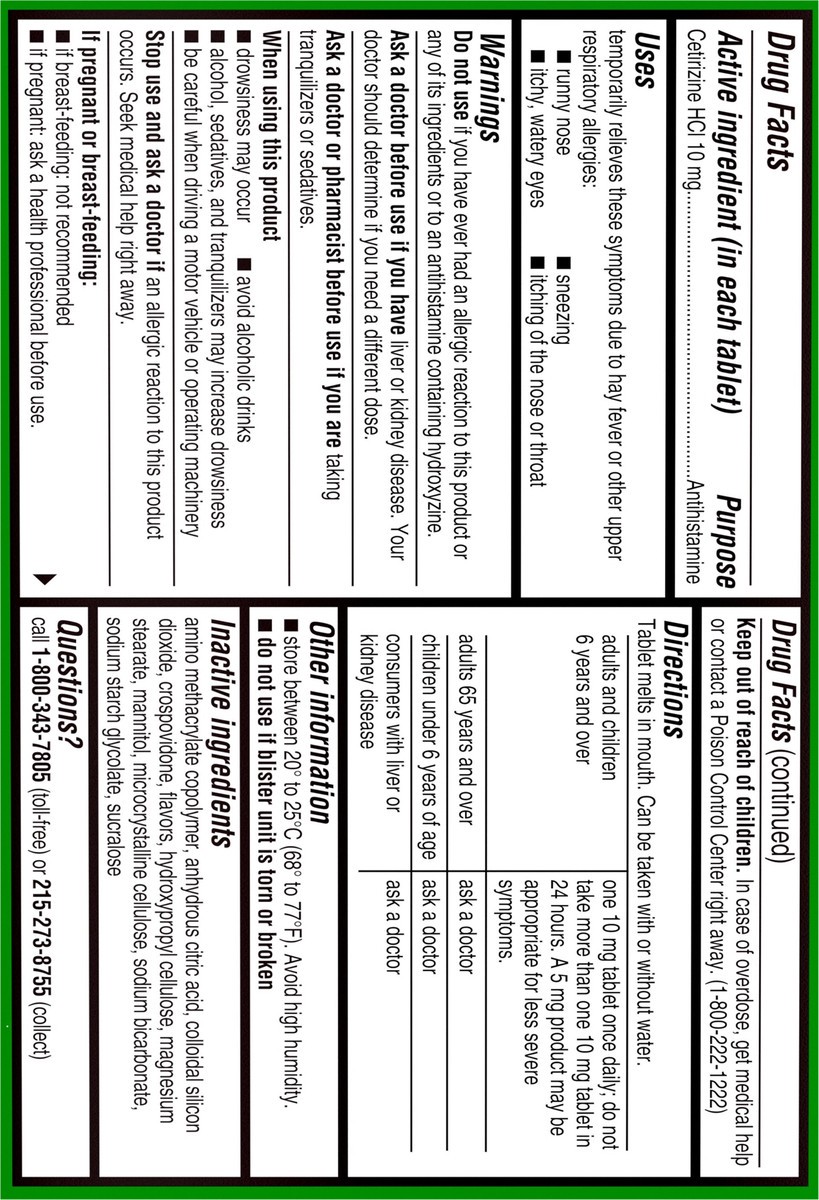 slide 2 of 7, Children's Zyrtec 24 Hour Dissolving Allergy Relief Tablets with 10 mg Children's Cetirizine Hydrochloride, Citrus Flavored Dissolvable Allergy Tablets with Antihistamine for Kids, 12 ct, 12 ct