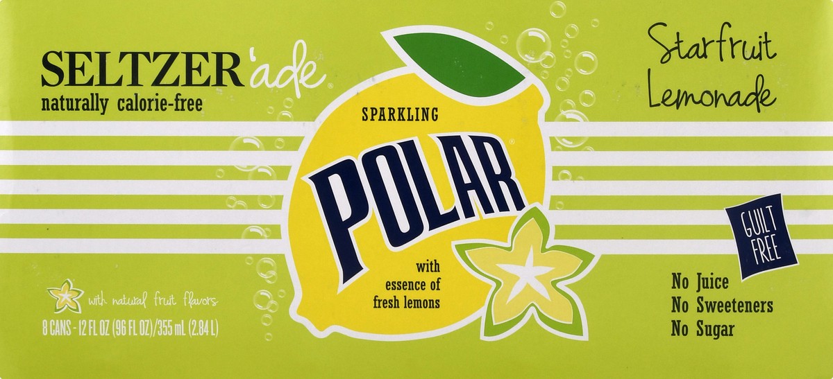 slide 5 of 9, Polar Starfruit Lemonade Seltzer Ade - 8 ct, 8 ct