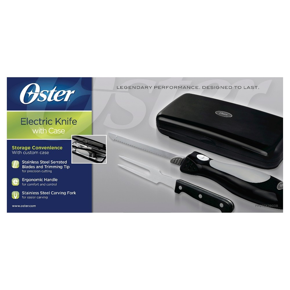 slide 4 of 5, Oster Electric Knife with Carving Fork and Storage Case, Black, 1 ct